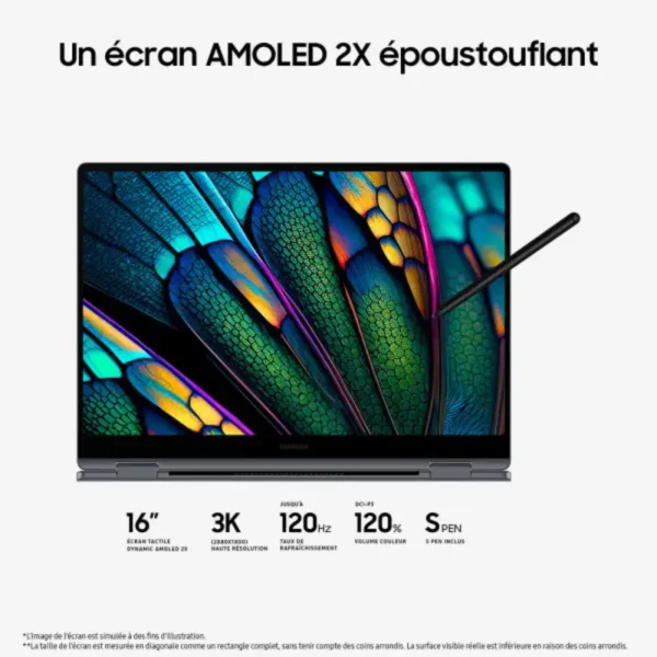 Samsung Galaxy Book4 Pro 360 16" (NP960QGK-KG2FR) Ultra 7 155H/16 Go DDR5/512 Go/Intel Arc Graphics/16" AMOLED (SANS EMBALLAGE) prix maroc