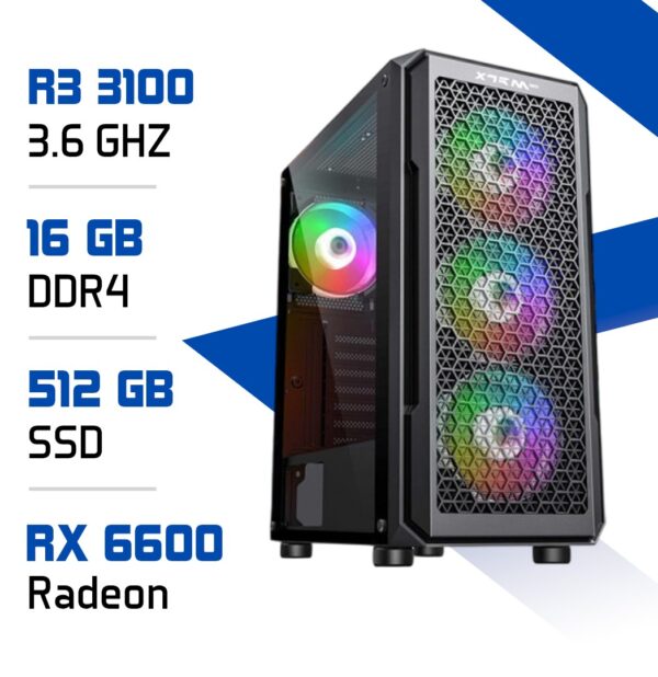 PC Gamer Ryzen 5 3100 avec RX 6600 et 16GB RAM –