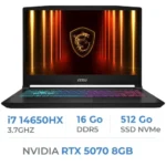 MSI Katana 15 HX B14WGK-006FR i7-14650HX/16Go/512Go SSD/RTX 5070/15.6″ 144Hz/Win11 – PC Gamer Maroc